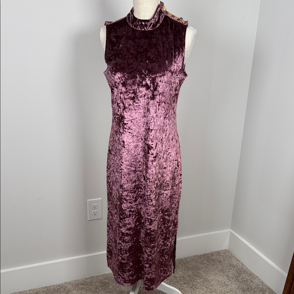 (NEW w/TAGS) MICHAEL Michael Kors Velvet Midi Dress in Rich Purple